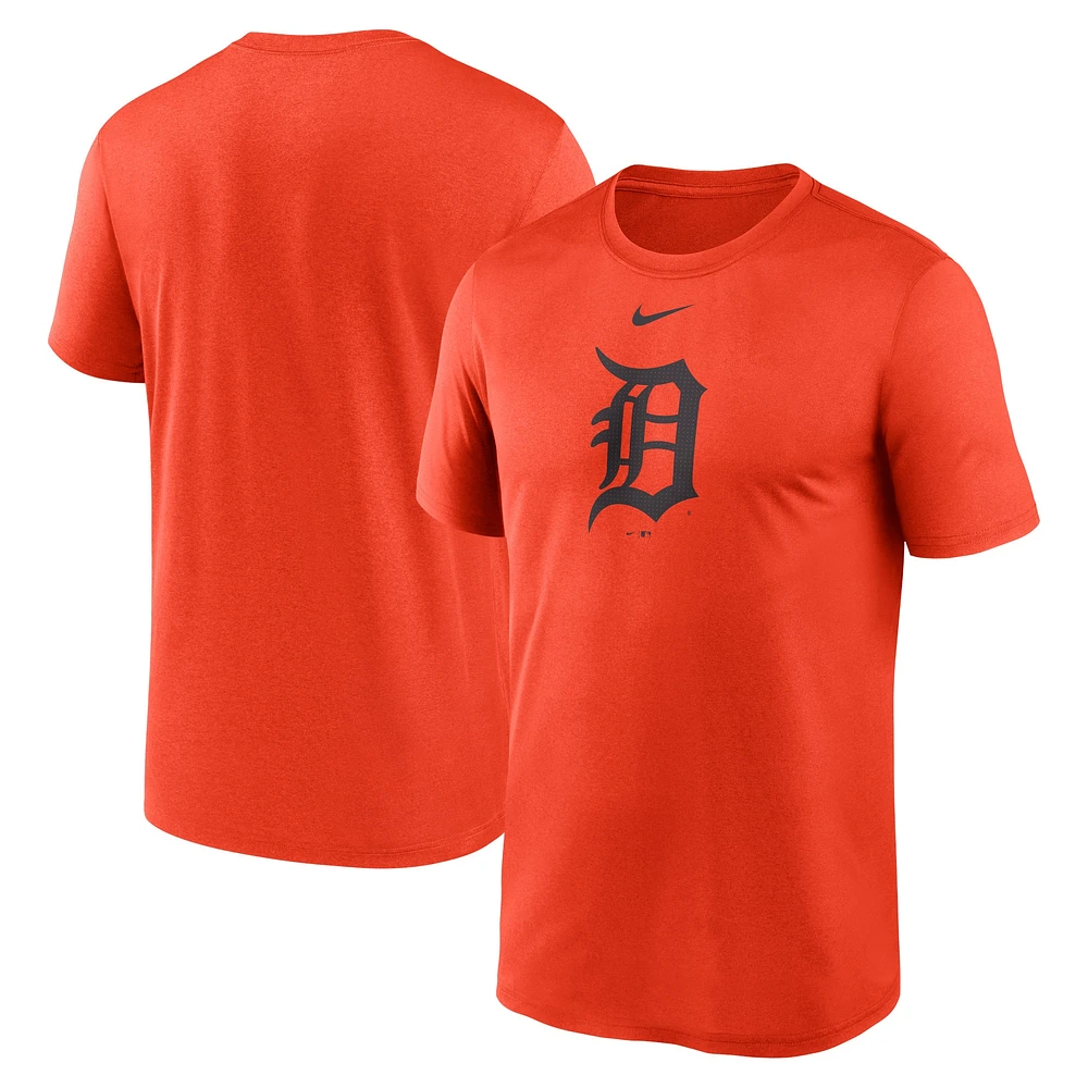 T-shirt de performance Nike Orange Detroit Tigers Legend Fuse avec grand logo pour homme