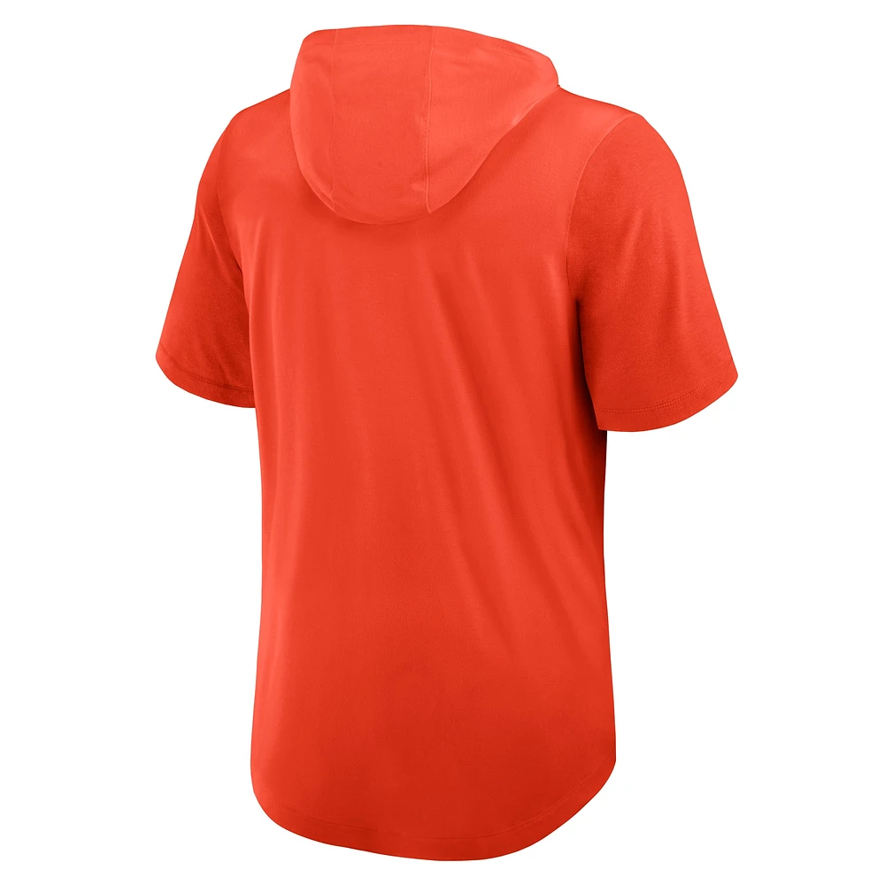 Men's Nike Orange Detroit Tigers Tri-Blend Hoodie T-Shirt