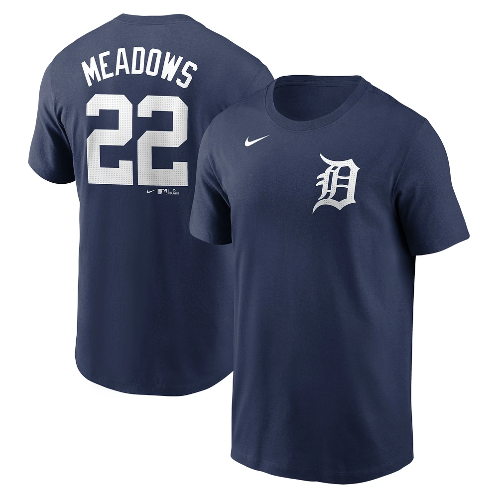 T-shirt avec nom et numéro Nike Parker Meadows pour homme, bleu marine, Detroit Tigers Fuse