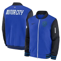 Blouson aviateur entièrement zippé Nike Royal Detroit Tigers 2024 City Connect Authentic Collection Game Time pour homme