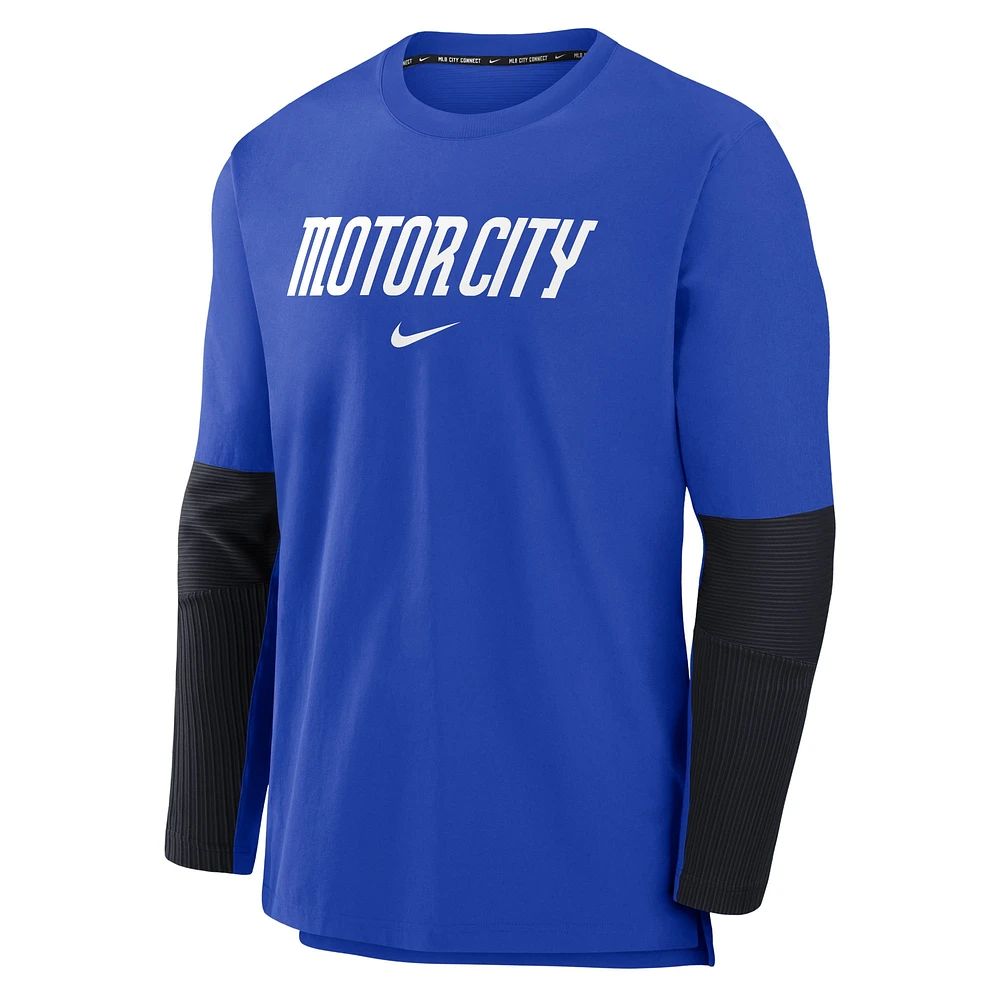 Men's Nike  Royal Detroit Tigers 2024 City Connect Authentic Collection Player Tri-Blend Performance Pullover Sweatshirt