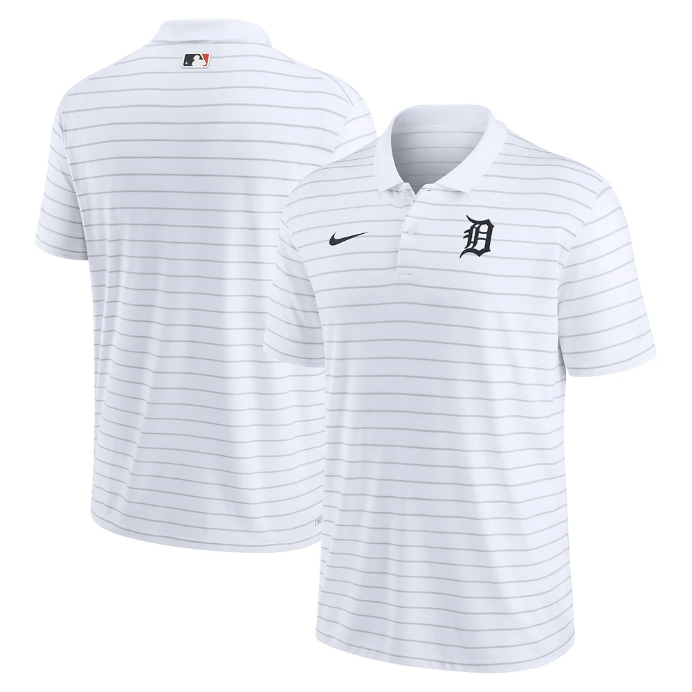 Polo Nike blanc à rayures pour homme Detroit Tigers Authentic Collection Victory Performance