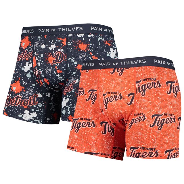 Lot de 2 boxers super ajustés pour homme Paire voleurs orange/bleu marine Detroit Tigers