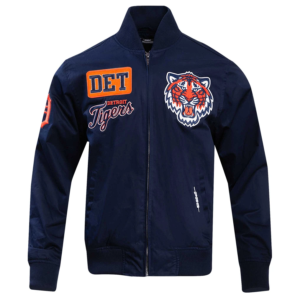 Men's Pro Standard Navy Detroit Tigers Area Code Twill Full-Zip Jacket