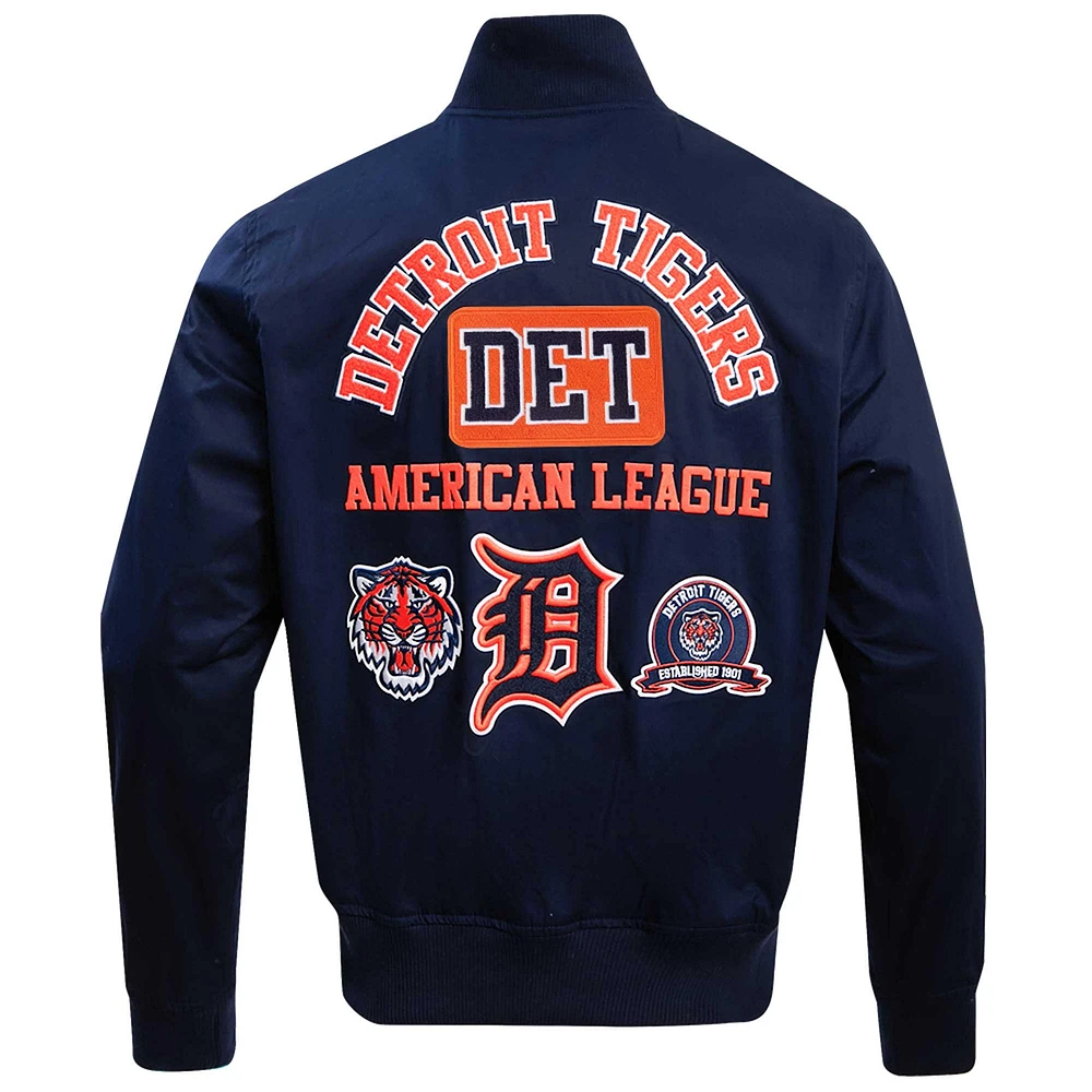 Men's Pro Standard Navy Detroit Tigers Area Code Twill Full-Zip Jacket