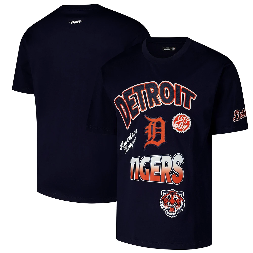 T-shirt à épaules tombantes Turn It Up Pro Standard bleu marine pour homme des Detroit Tigers