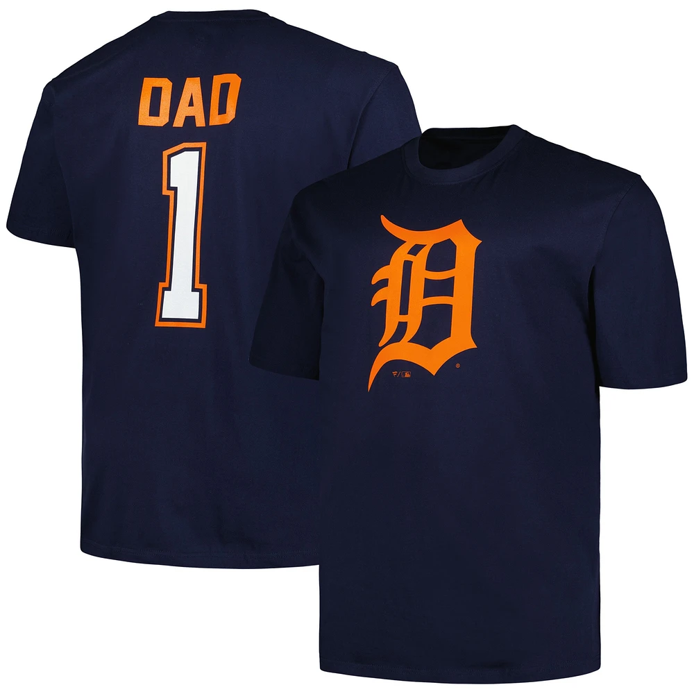 Men's Profile Navy Detroit Tigers Big & Tall #1 Dad T-Shirt