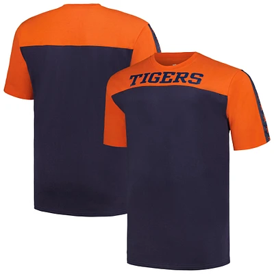 T-shirt en tricot Big & Tall Yoke des Detroit Tigers Profile orange/bleu marine pour homme