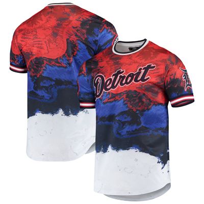 Men's Red/Royal Detroit Tigers Red White And Blue Dip Dye T-Shirt