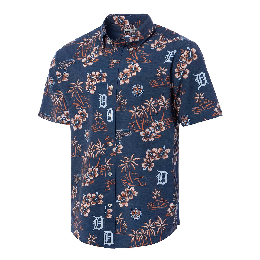 Chemise boutonnée Kekai bleu marine Reyn Spooner pour homme, motif Detroit Tigers