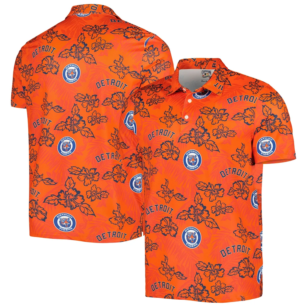 Men's Reyn Spooner Orange Detroit Tigers Cooperstown Collection Puamana Print Polo