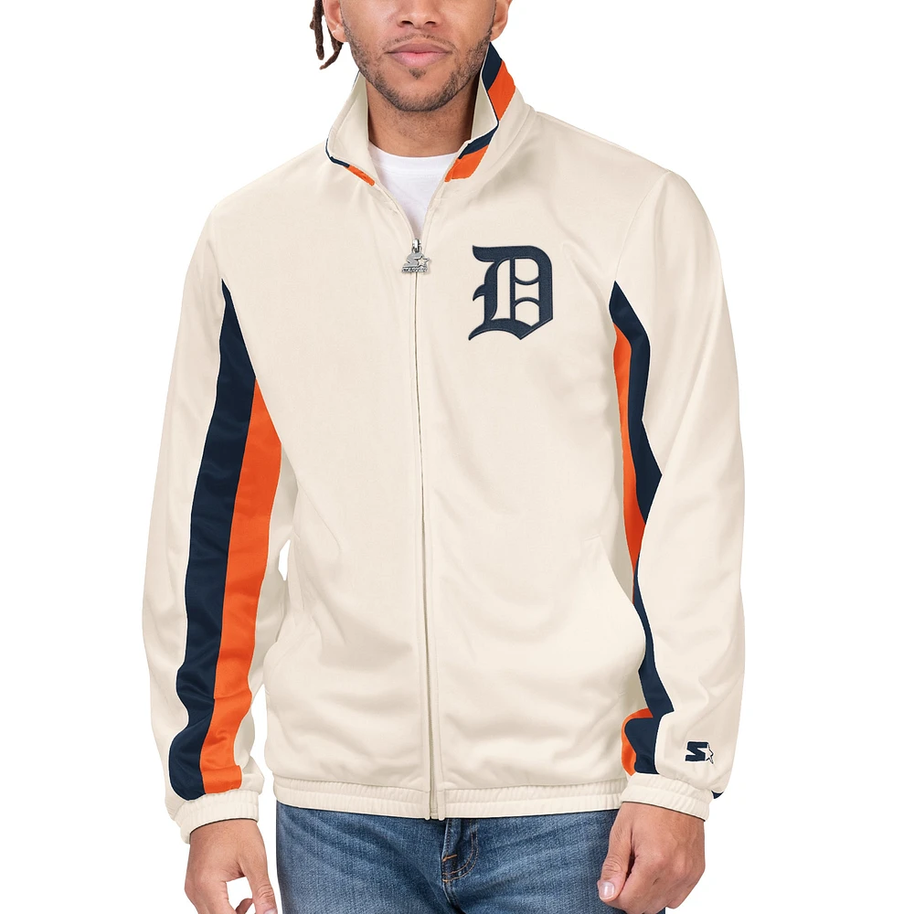 Veste de survêtement entièrement zippée Starter Cream Detroit Tigers Rebound Cooperstown Collection pour hommes