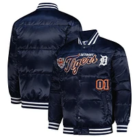 Men's Starter Navy Detroit Tigers Full-Snap Satin Jacket