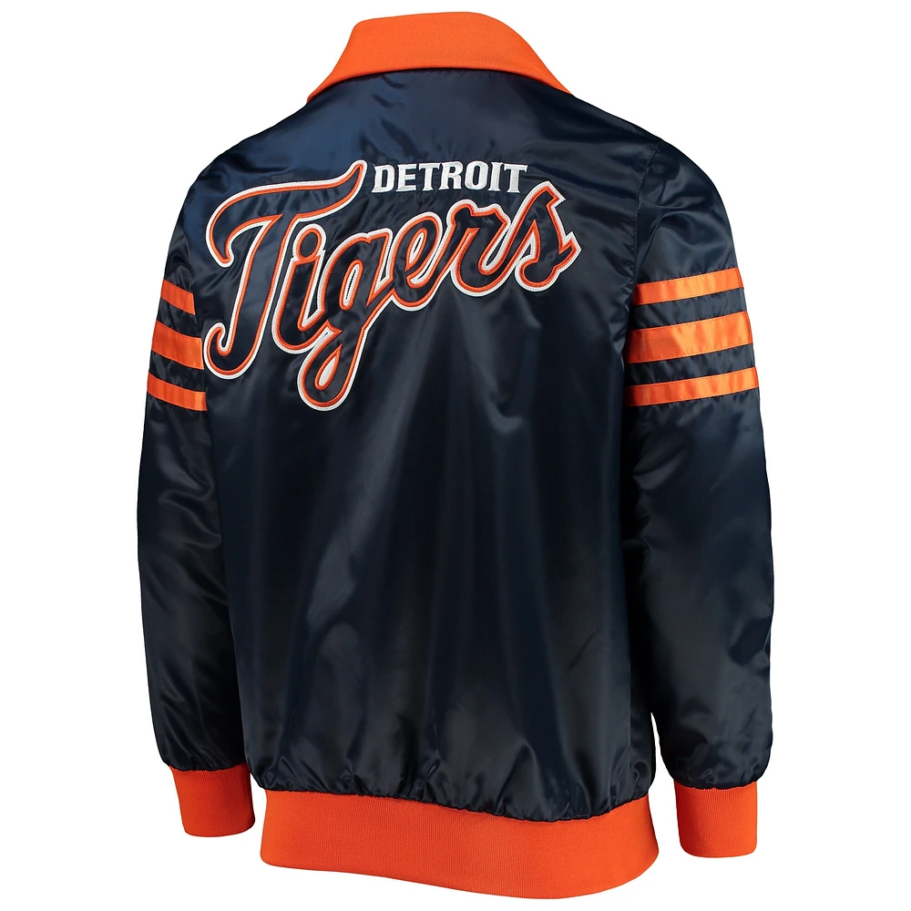 Men's Starter Navy Detroit Tigers The Captain II Full-Zip Varsity Jacket