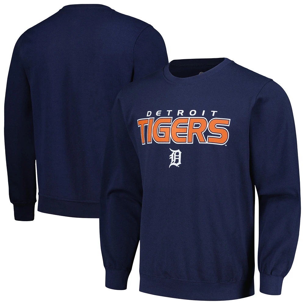 Men's Stitches  Navy Detroit Tigers Pullover Sweatshirt