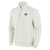 Men's Tommy Bahama Cream Detroit Tigers Sport Tobago Bay Tri-Blend Half-Zip Sweatshirt