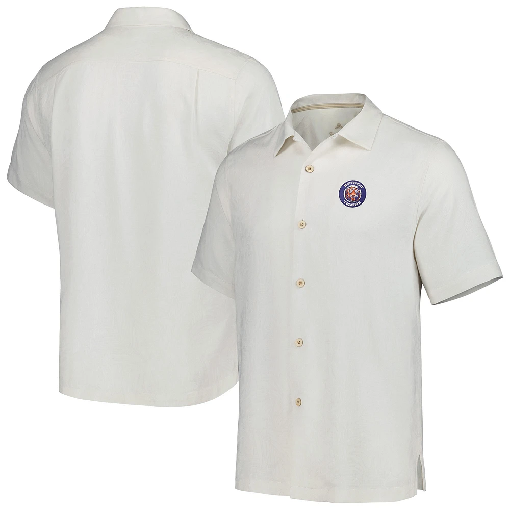 Chemise boutonnée Tommy Bahama Detroit Tigers Sport Tropic Isles Camp pour homme, blanc