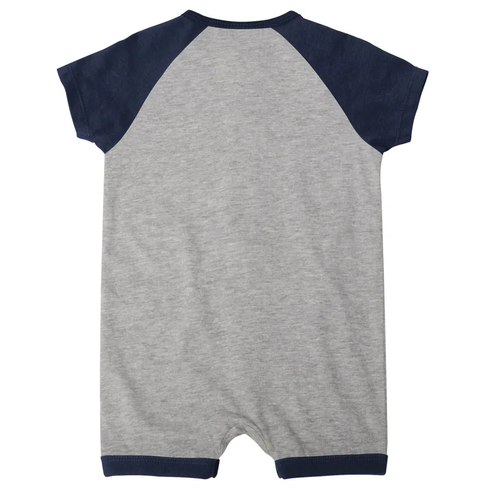 Barboteuse à boutons-pression Raglan Extra Base Hit gris chiné pour nouveau-né et bébé