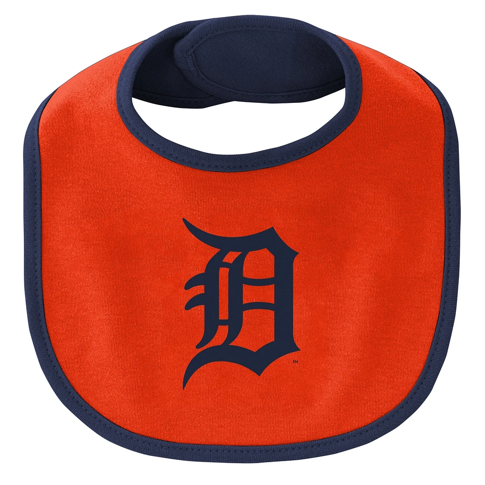 Newborn & Infant Navy Detroit Tigers Little Champ Three-Pack Bodysuit Bib Booties Set