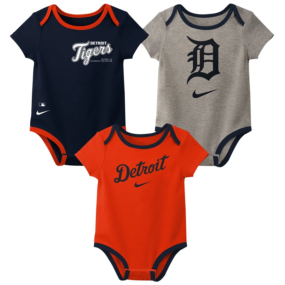 Newborn & Infant Nike Detroit Tigers Three-Pack Bodysuit Set