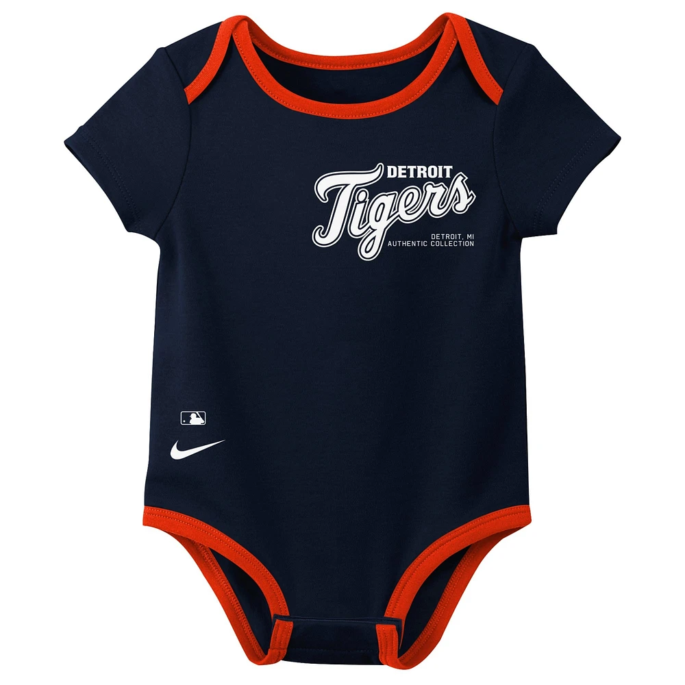 Newborn & Infant Nike Detroit Tigers Three-Pack Bodysuit Set