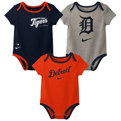 Ensemble de trois bodys Nike Detroit Tigers pour nouveau-nés et nourrissons