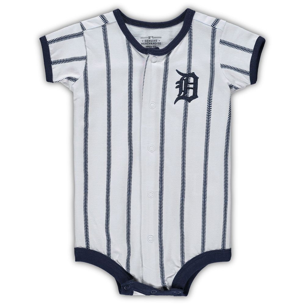 Newborn White/Navy Detroit Tigers Power Hitter Short Sleeve Bodysuit