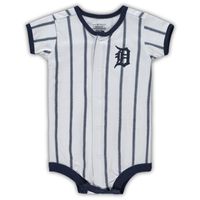 Newborn White/Navy Detroit Tigers Power Hitter Short Sleeve Bodysuit