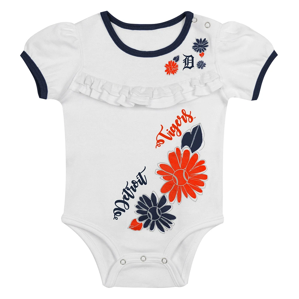Newborn White/Navy Detroit Tigers Sweet Catcher 3-Piece Bodysuit, Headband and Skirt Set