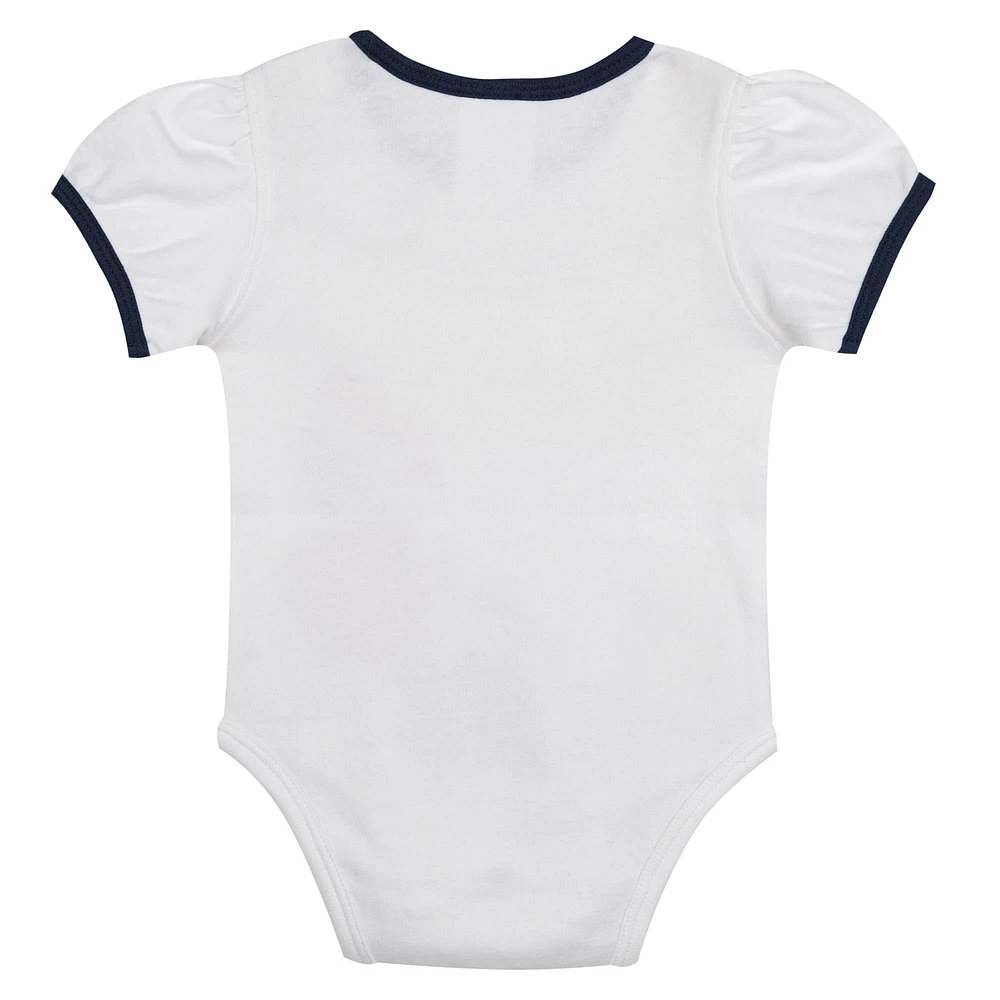 Newborn White/Navy Detroit Tigers Sweet Catcher 3-Piece Bodysuit, Headband and Skirt Set