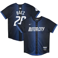 Maillot Nike Javier Baez pour enfants d'âge préscolaire, bleu marine, Detroit Tigers 2024 City Connect Limited