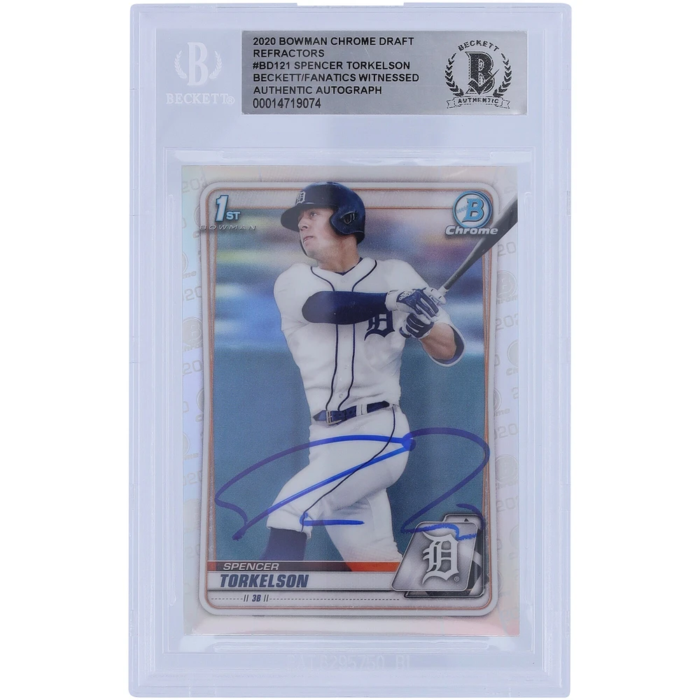 Spencer Torkelson Detroit Tigers Autographed 2020 Bowman Chrome Draft Refractor #BD-121 Beckett Fanatics Witnessed Authenticated Card