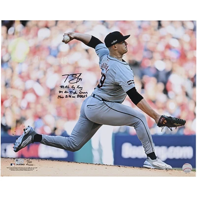Tarik Skubal Detroit Tigers Autographed 16" x 20 Pitching Photograph with Multiple Inscriptions - Limited Edition of 10