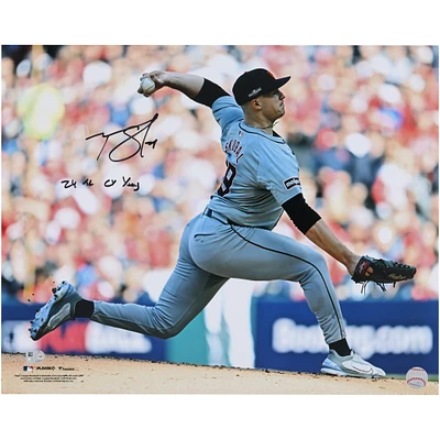 Tarik Skubal Detroit Tigers Autographed 2024 American League Cy Young Award 16" x 20" Pitching Photograph with "24 AL Cy Young" Inscription