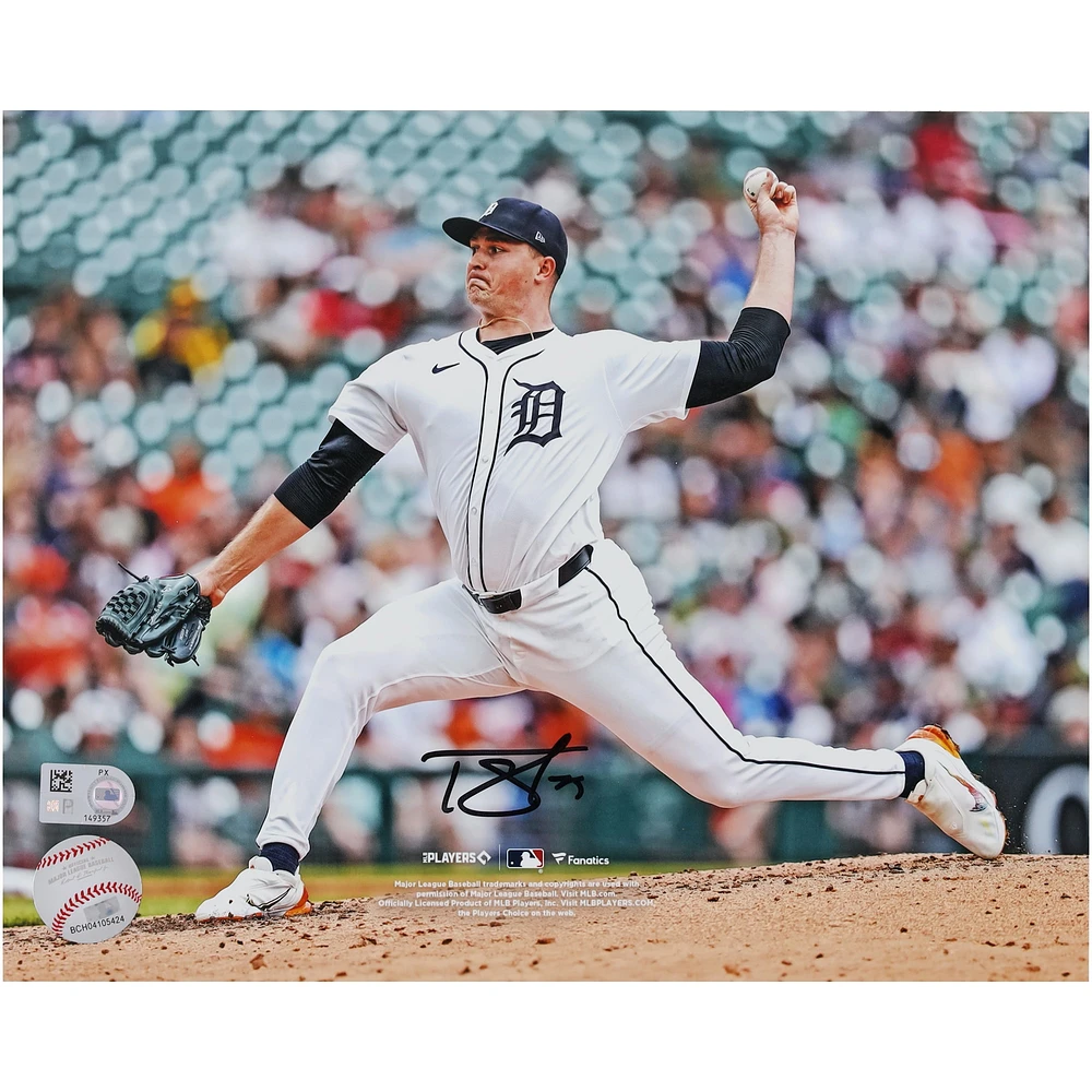 Tarik Skubal Detroit Tigers Autographed 8" x 10" White Uniform Pitching Photograph