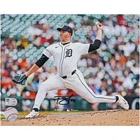 Tarik Skubal Detroit Tigers Autographed 8" x 10" White Uniform Pitching Photograph 