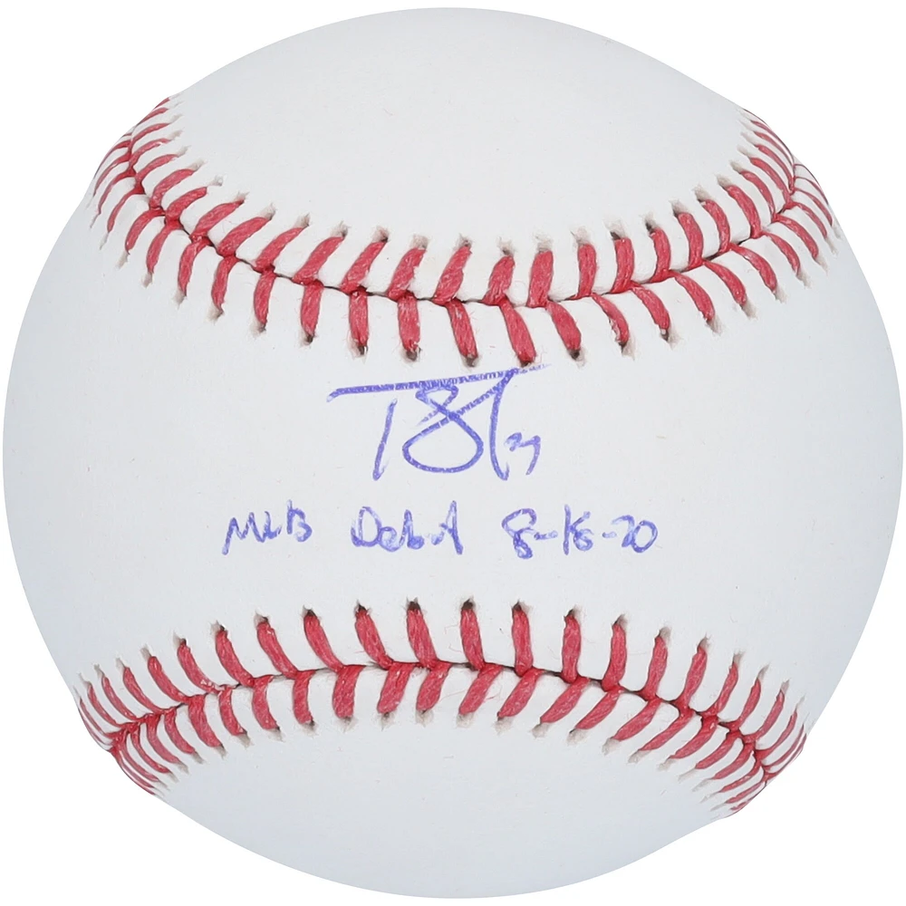 Baseball autographié par Tarik Skubal des Detroit Tigers avec l'inscription « MLB Debut 8-18-20 »