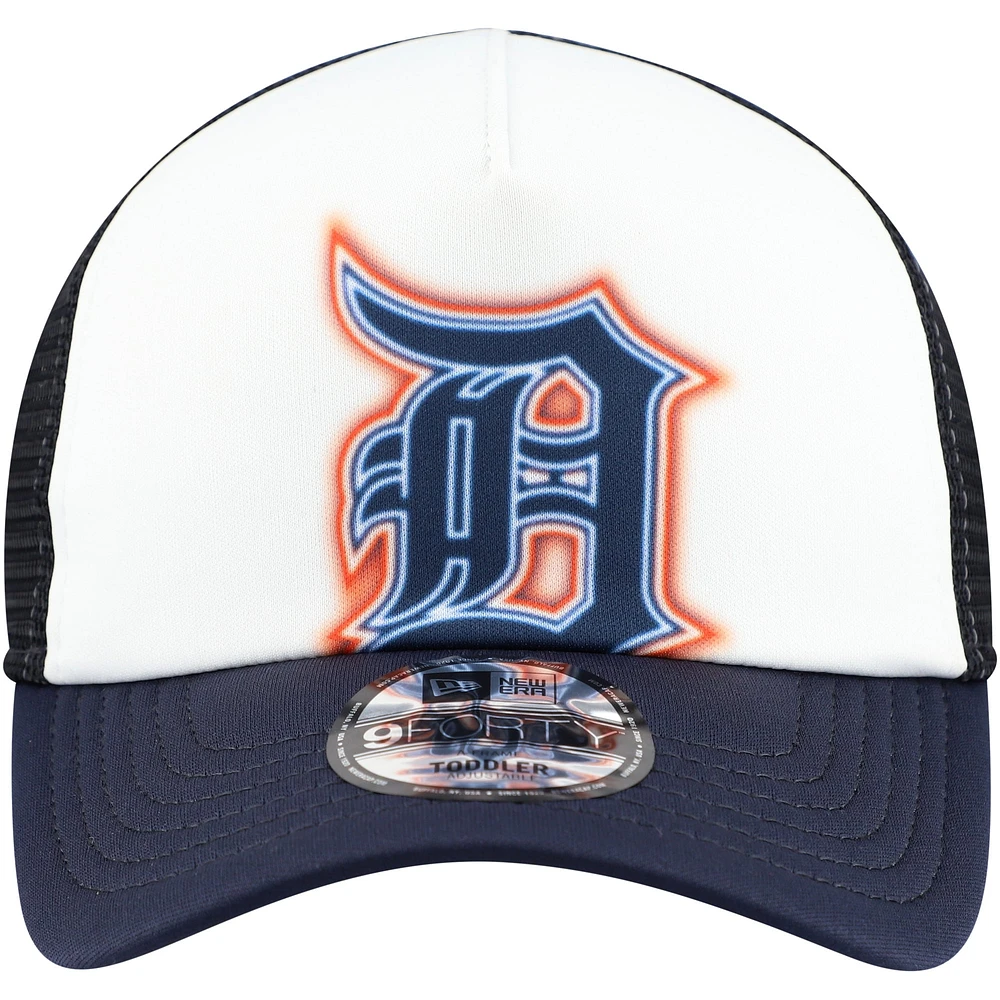 Toddler New Era  White/Navy Detroit Tigers Painted A-Frame 9FORTY Trucker Adjustable Hat