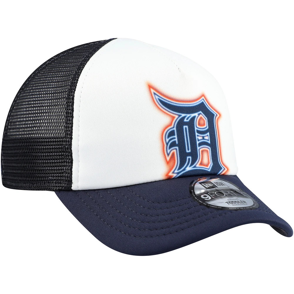 Toddler New Era  White/Navy Detroit Tigers Painted A-Frame 9FORTY Trucker Adjustable Hat