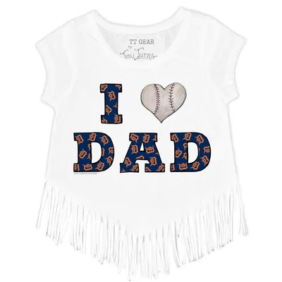 Detroit Tigers Tiny Turnip Toddler I Love Dad Fringe T-Shirt - White