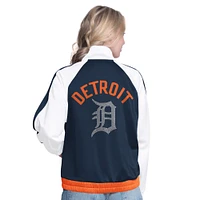 Women's G-III Sports by Carl Banks  White/Navy Detroit Tigers Rally Rhinestone Raglan Full-Zip Track Jacket