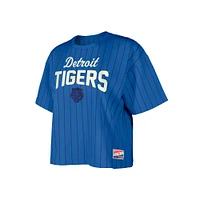 Women's New Era  Blue Detroit Tigers City Connect Multiplier Pinstripe Cropped T-Shirt