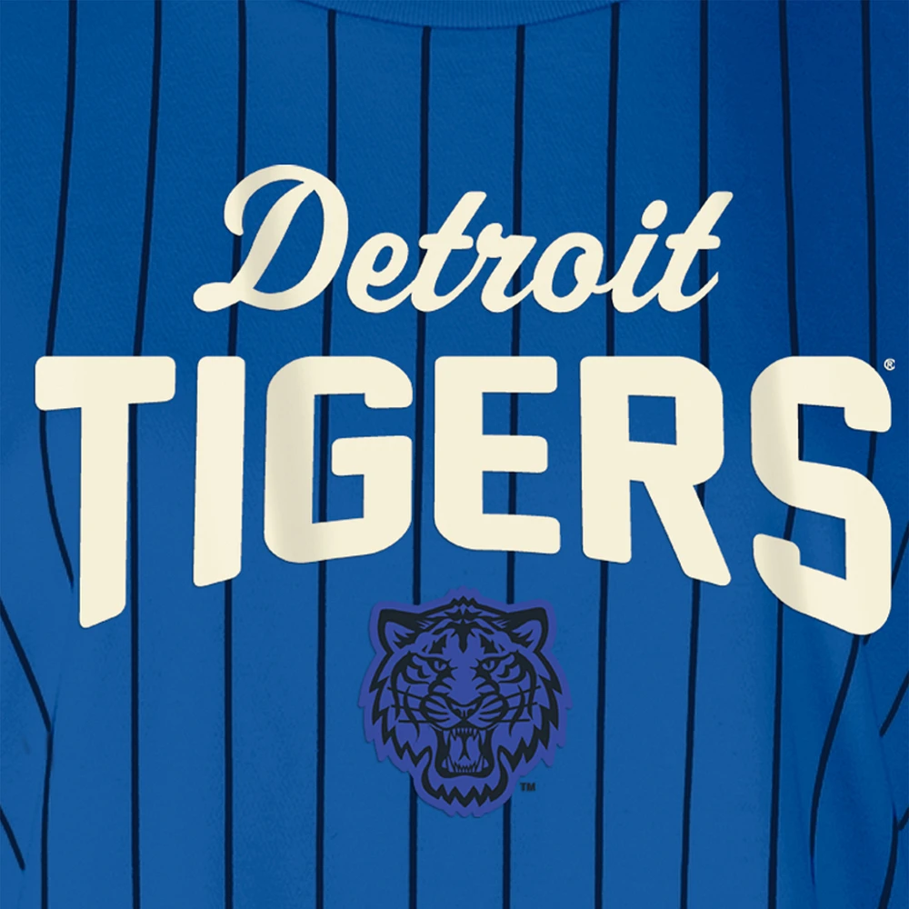Women's New Era  Blue Detroit Tigers City Connect Multiplier Pinstripe Cropped T-Shirt