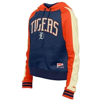 Women's New Era  Navy Detroit Tigers Cooperstown Collection Cropped Raglan Pullover Hoodie