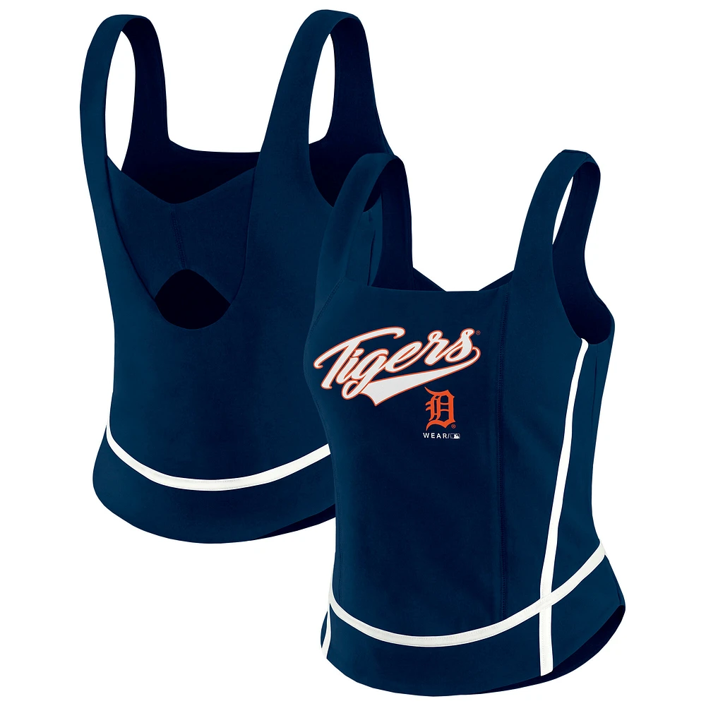 Women's WEAR by Erin Andrews  Navy Detroit Tigers Square Neck Tank Top