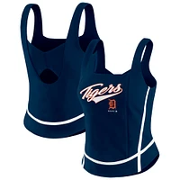 Women's WEAR by Erin Andrews  Navy Detroit Tigers Square Neck Tank Top