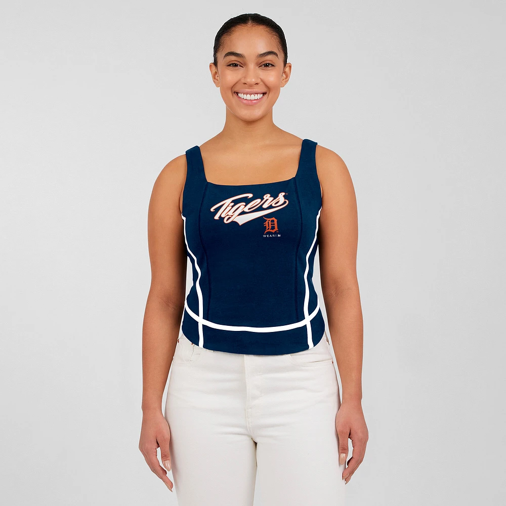Women's WEAR by Erin Andrews  Navy Detroit Tigers Square Neck Tank Top