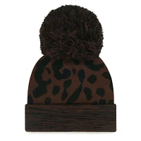 Bonnet en tricot à revers avec pompon et rosette des Detroit Tigers marron '47 pour femme