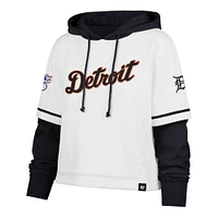 Women's '47 White Detroit Tigers Trifecta Shortstop Cropped Pullover Hoodie