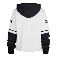 Women's '47 White Detroit Tigers Trifecta Shortstop Cropped Pullover Hoodie